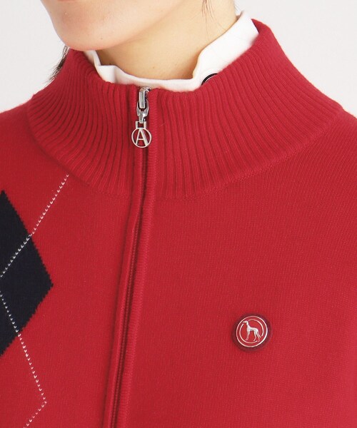 adabat（アダバット） ニット セーター フルジップ アーガイルデザイン