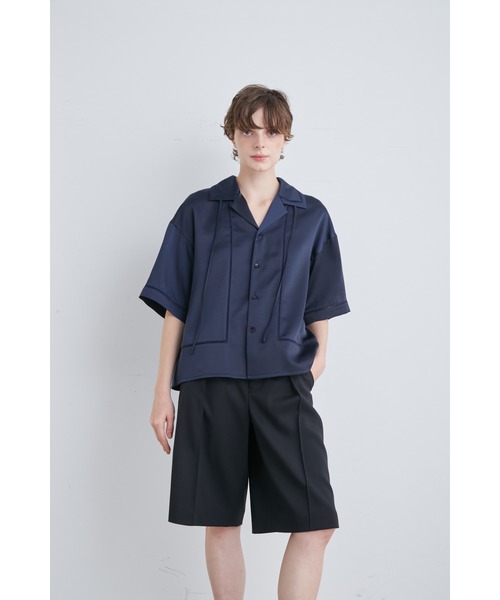 tシャツ サテンハーフスリーブブラウス レディース