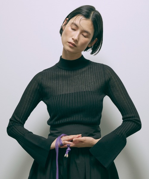 ニット セーター Bottleneck Sheer Rib Knit レディース