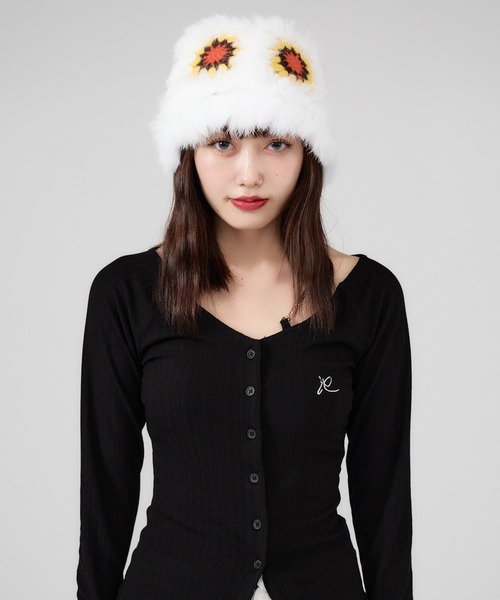 ROOP TOKYO 帽子 ハット ファー 花柄バケットハット レディース
