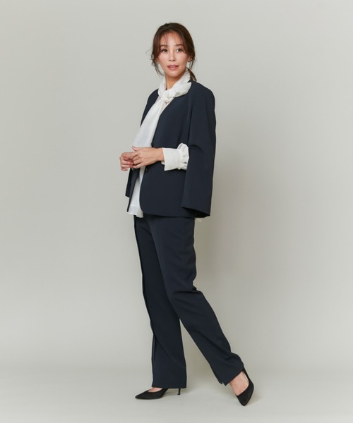 イネドのパンツスーツ INED パンツ トリクシオントロベルト付き2WAYパンツ「ROBE