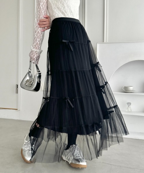 Loueme スカート メニーリボンチュールティアードスカート : ZOZOTOWN