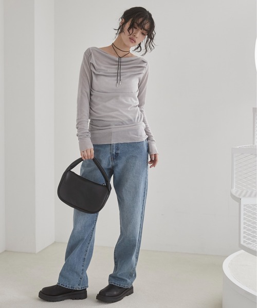 ANGIE tシャツ ドレープ オフショルトップス レディース