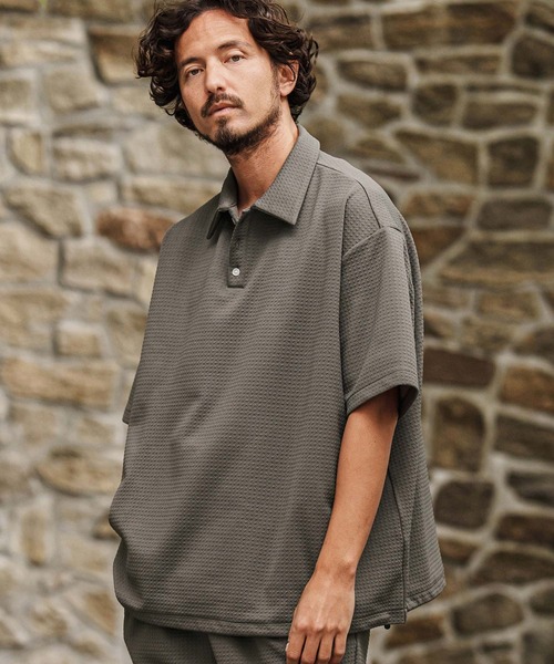 CAMBIO（カンビオ） ポロシャツ mhs2276- 裾絞りジャガードカット