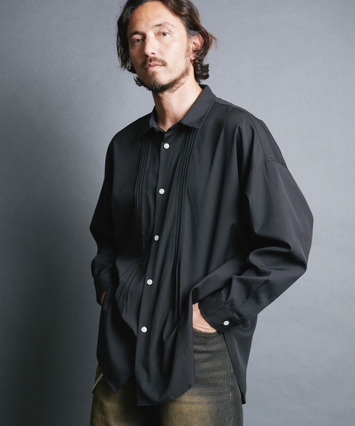 6(ROKU) PIN TUCK SHIRT シャツ　36 ブラック 6（ロク）の「＜6(ROKU)＞PIN TUCK SHIRT/シャツ（シャツ/ブラウス