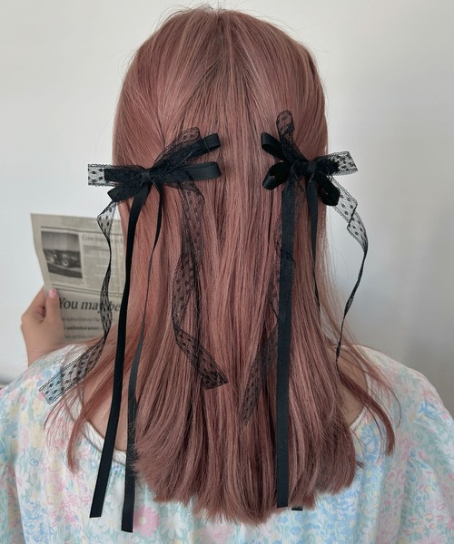 ヘアアレンジ、リボンヘアピン付き ヘアピン 「2個セット」レースリボンヘアピン : ZOZOTOWN Yahoo!店