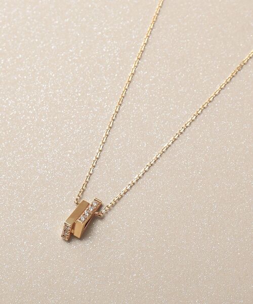 ネックレス K10ダイヤモンド トライアングルシェイプ ネックレス レディースの画像