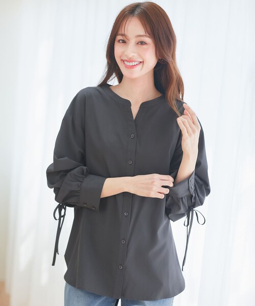 ブラウス シャツ キーネックドロップギャザー袖ブラウス レディース SPIGA｜キーネックドロップギャザー袖ブラウス | Rakuten