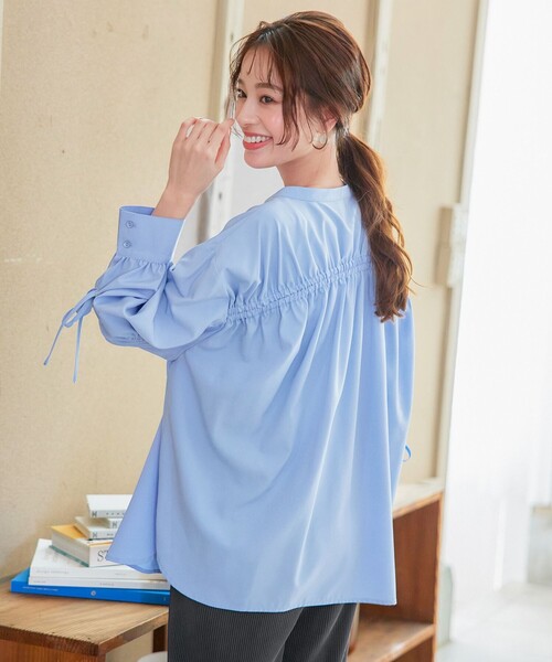 ブラウス シャツ ＣシールドサーフェスＣシャツＳ／Ｓ レディース Tiaclasse ブラウス シャツ ドロストギャザー袖シャツチュニック