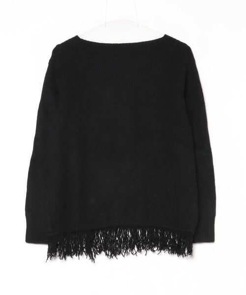 「B ability」 フリンジ長袖ニット 38 ブラック レディース_画像2