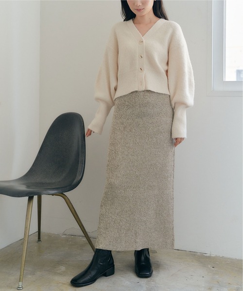 「titivate」 ニットスカート M オレンジ レディース_画像7