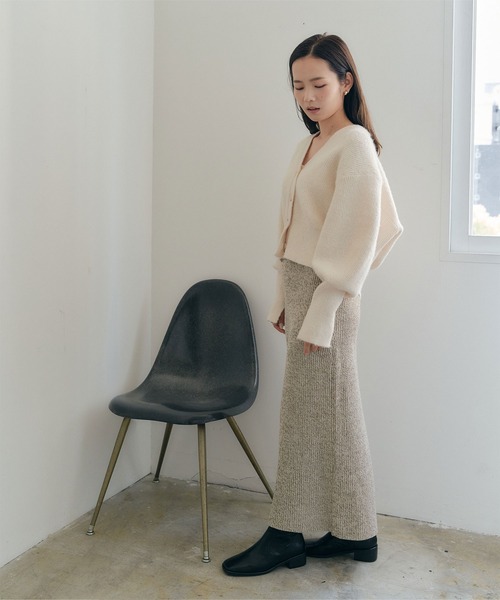 「titivate」 ニットスカート M オレンジ レディース_画像9