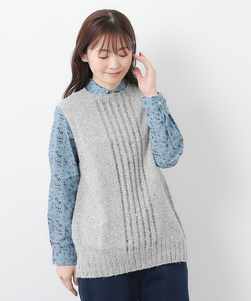ベスト ジレ 「限定店舗展開/日本製/ワンマイルウエア」シルクネップベスト レディース