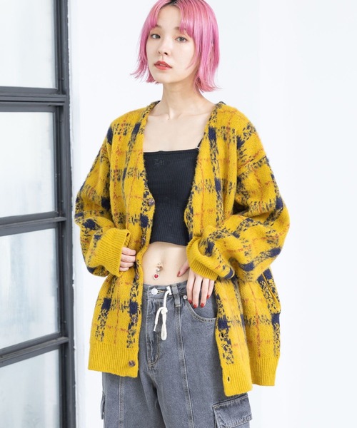 「PBLIM」 ニットカーディガン FREE レッド系その他 レディース_画像6