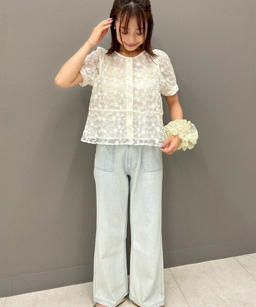 ブラウス シャツ クラリティフラワーハーフブラウス レディース flower（ファッション） ブラウス シャツ クラリティフラワー