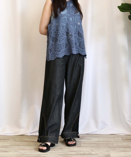 BITTOKO ジーンズ デニム デニムパンツ メッシュ切替ZIPデニム