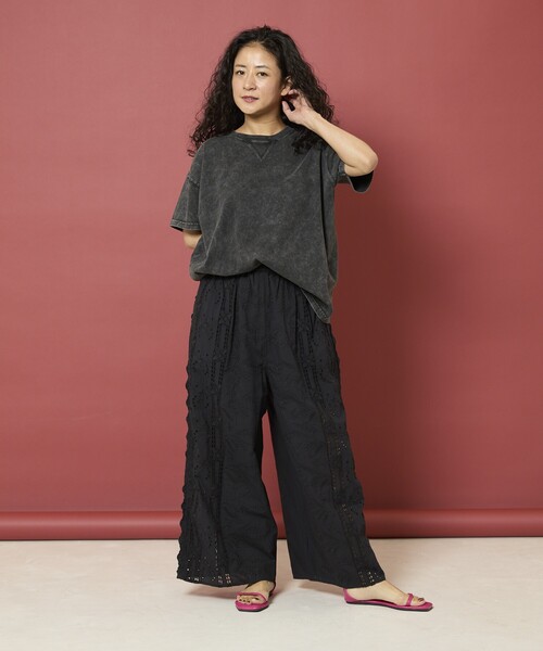 Freada（フリーダ） パンツ カットワーク 刺繍 イージーパンツ