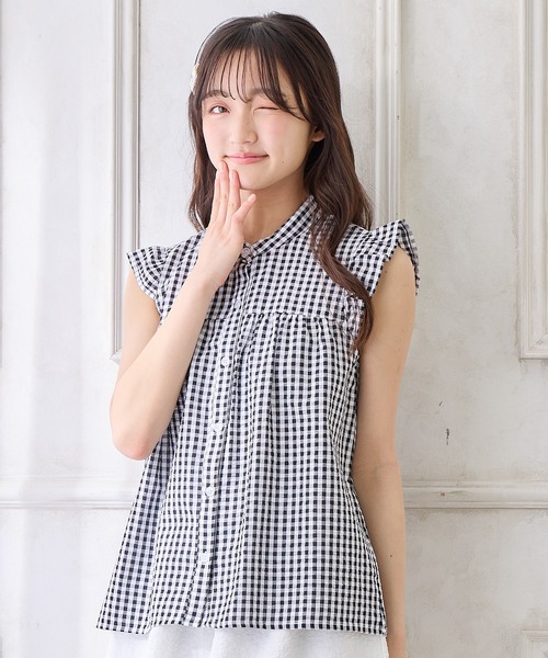 cloth＆cross⭐ギンガムチェック ブラウス UpcycleLino】ギンガムチェックギャザーブラウス｜nest Robe