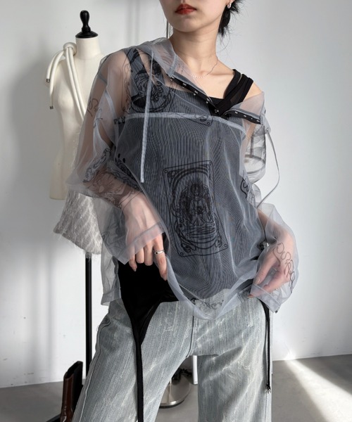 tシャツ タロットカード柄フーディーシアートップス レディース