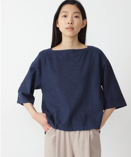 「human woman」 半袖ブラウス MEDIUM ブルー レディース
