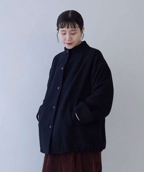 yuni コート アウター W/super100 bottleneck drawstrings hem コート