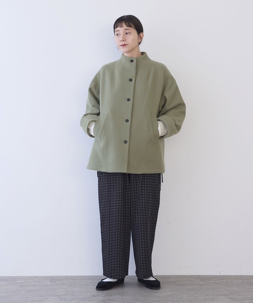 yuni コート アウター W/super100 bottleneck drawstrings hem コート