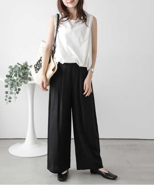 Lajour ワイドパンツ パンツ 「日本製」美シルエットワイドパンツ