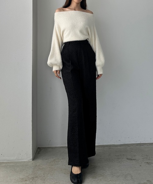 「Louere」 スラックス MEDIUM アイボリー レディース_画像2