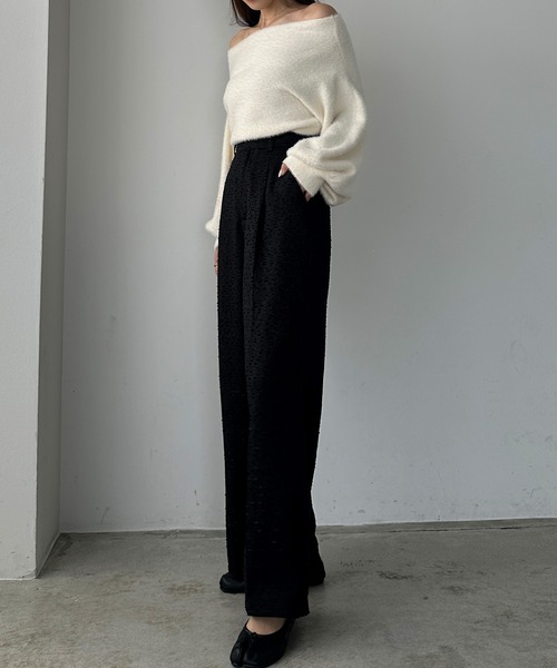 「Louere」 スラックス MEDIUM アイボリー レディース_画像6