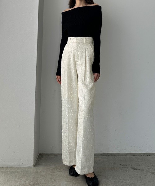 「Louere」 スラックス MEDIUM アイボリー レディース_画像7