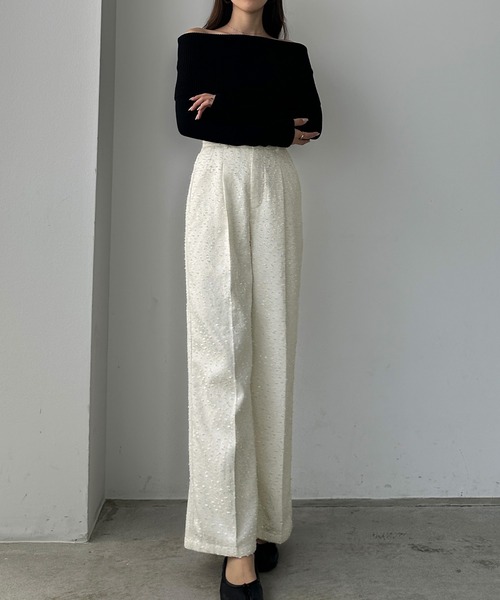 「Louere」 スラックス MEDIUM アイボリー レディース_画像9