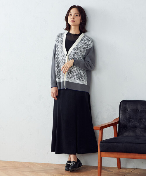 「COMME CA ISM」 ニットカーディガン LARGE ブラウン レディース