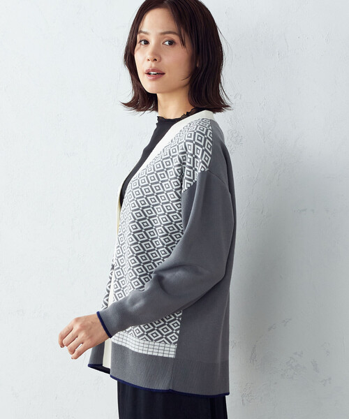 「COMME CA ISM」 ニットカーディガン LARGE ブラウン レディース