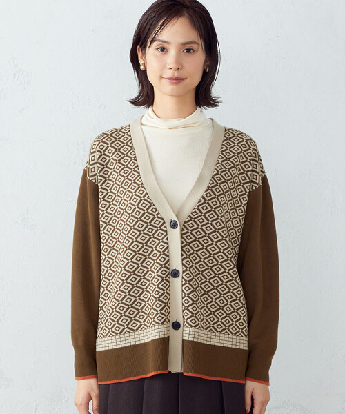 「COMME CA ISM」 ニットカーディガン LARGE ブラウン レディース