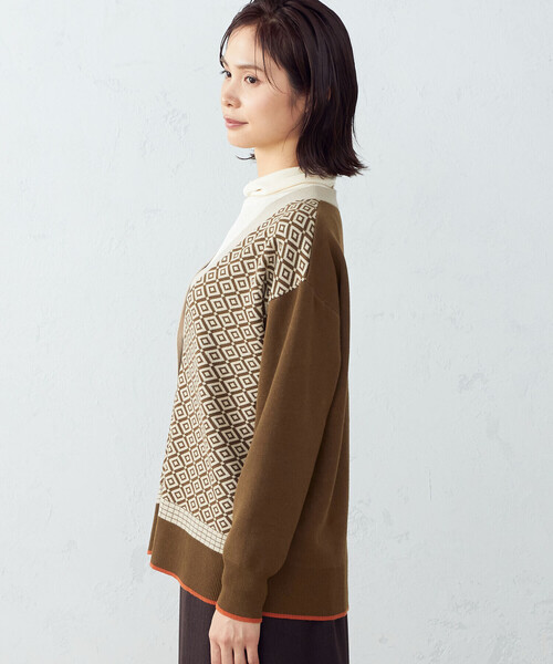 「COMME CA ISM」 ニットカーディガン LARGE ブラウン レディース