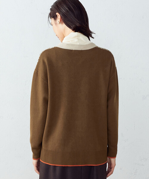「COMME CA ISM」 ニットカーディガン LARGE ブラウン レディース