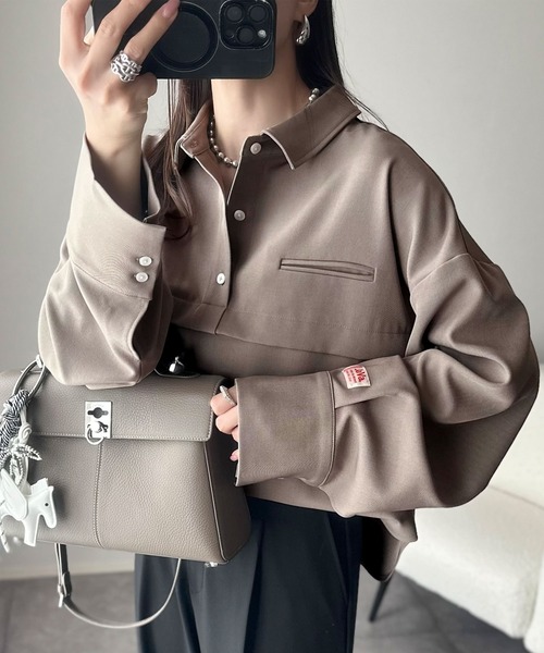 Java ブラウス シャツ 「JaVaジャバコラボ」抜け感スキッパー衿