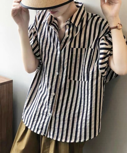 Loewe ストライプ 半袖ブラウス Loewe ストライプ 半袖ブラウス