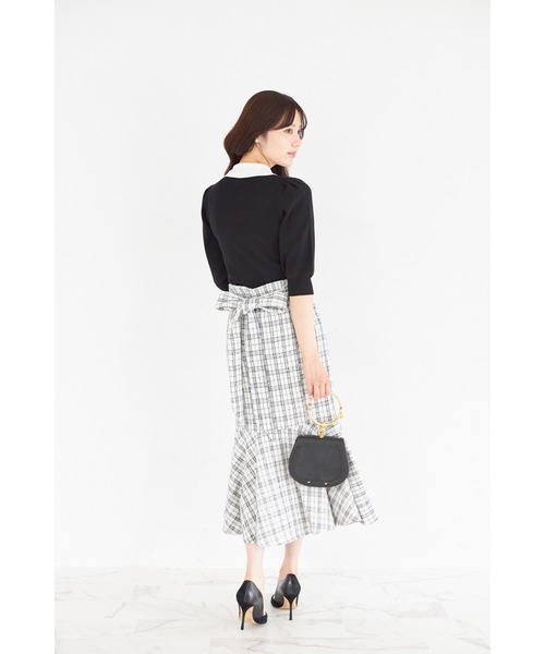 tocco closet ニット セーター 襟＆リボン付きレースフリル装飾