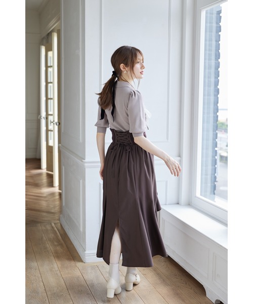 ニット セーター 襟＆リボン付きレースフリル装飾ニットプルオーバー レディース tocco closet ニット セーター 襟＆リボン付きレースフリル装飾