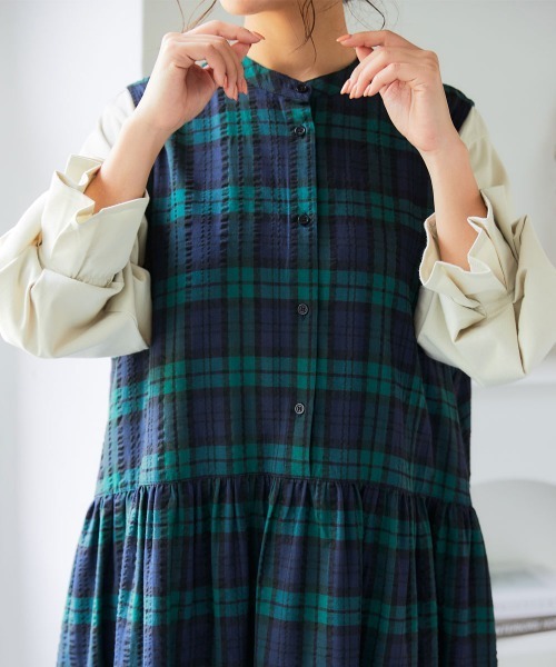 SMILELAND ジャンパースカート 「大きいサイズ」先染めサッカー前