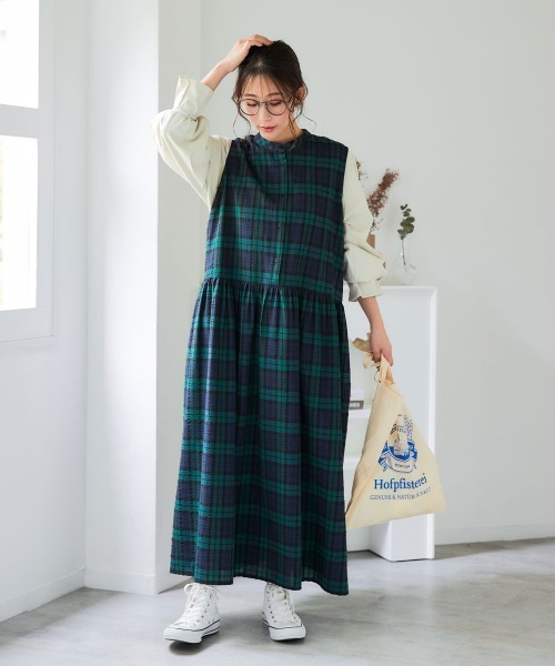 SMILELAND ジャンパースカート 「大きいサイズ」先染めサッカー前