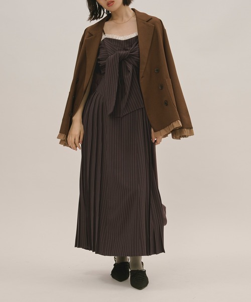 ワンピース moose's ribbon cami one-piece loin nuit ワンピース ribbon striped cami onepiece / リボン