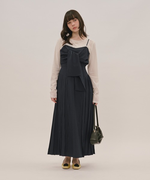 ワンピース moose's ribbon cami one-piece loin nuit ワンピース ribbon striped cami onepiece / リボン
