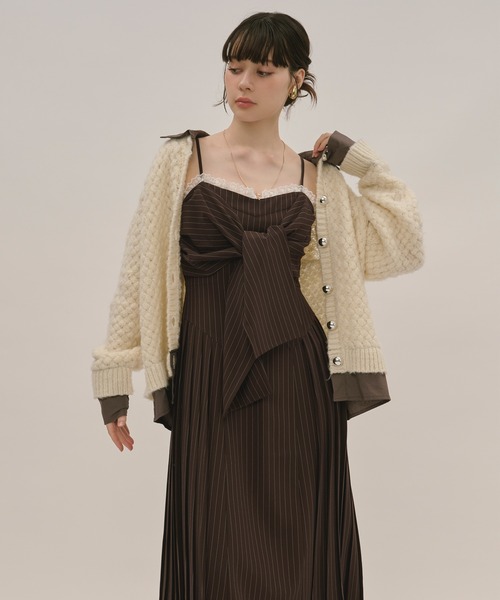 loin nuit ワンピース ribbon striped cami onepiece / リボン