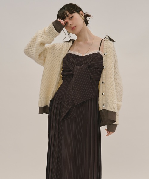 ワンピース moose's ribbon cami one-piece loin nuit ワンピース ribbon striped cami onepiece / リボン