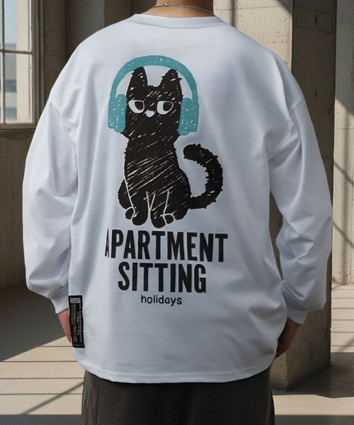 伊太利屋 ❤︎猫刺繍 ロングシャツ BURNER（バーナー） tシャツ 「GROOVY STORE」CAT 猫 刺繍 プリント