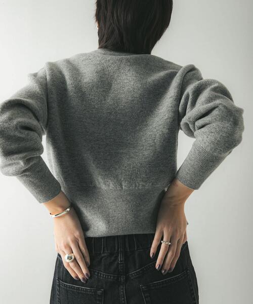 【BLACK】ウールカシミヤショルダーパッドカーディガン セール】 ウールカシミヤショルダーパッドカーディガン （カーディガン