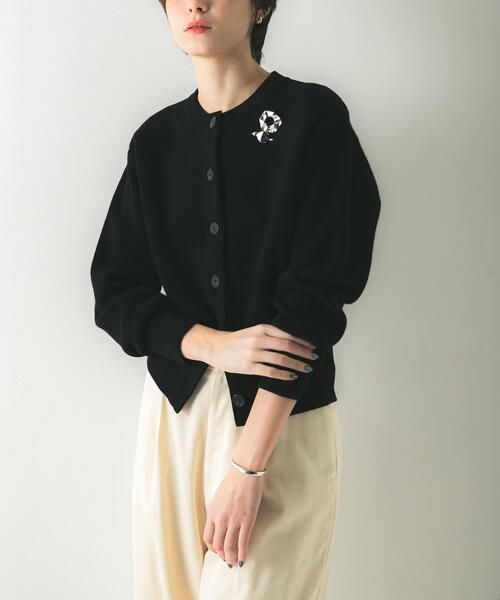 【BLACK】ウールカシミヤショルダーパッドカーディガン URBAN RESEARCH（アーバンリサーチ） カーディガン ウールカシミヤ