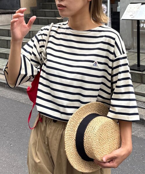 「GEVACO」 半袖Tシャツ LARGE ネイビー レディース_画像3